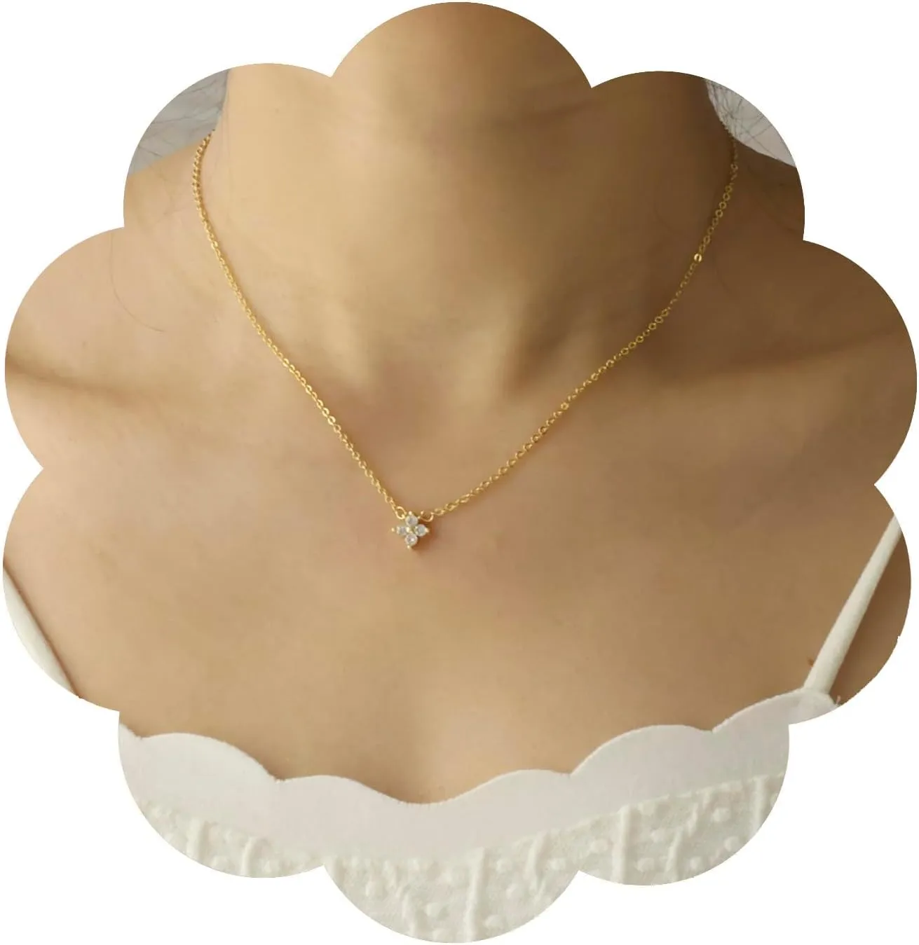 Gold Formal Necklace, Dainty Gold Necklace for Women, Diamond Pendant Necklace for Women, Cubic Zirconia Necklaces for Women