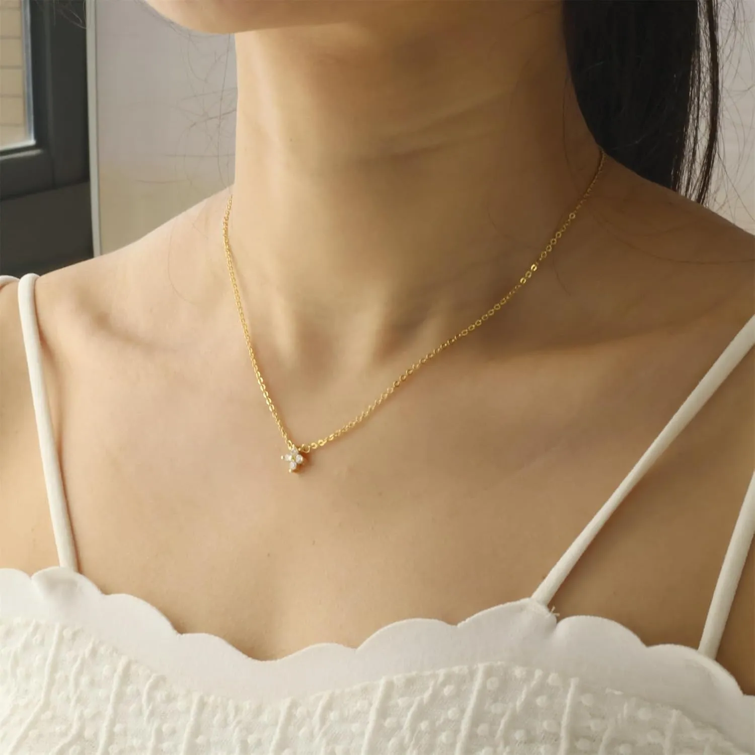 Gold Formal Necklace, Dainty Gold Necklace for Women, Diamond Pendant Necklace for Women, Cubic Zirconia Necklaces for Women