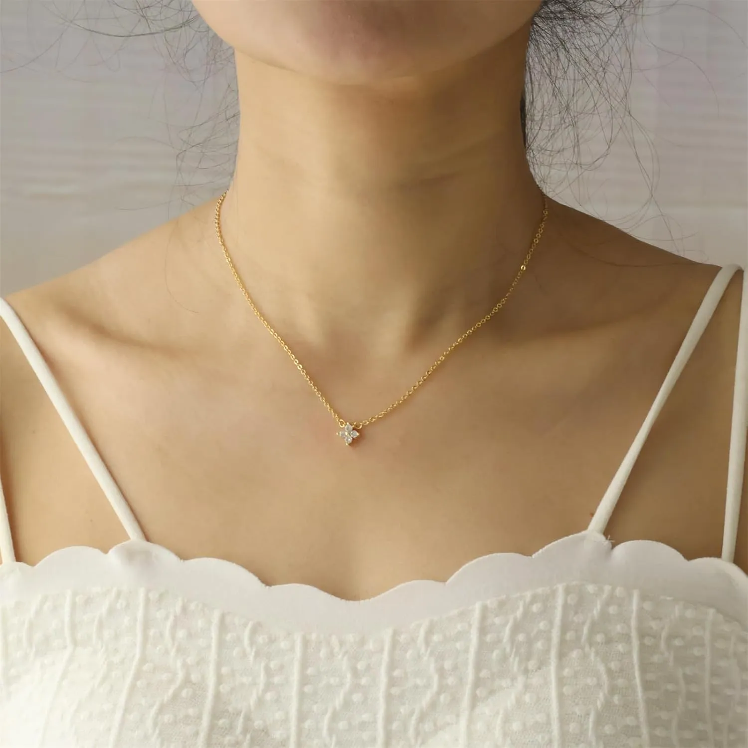 Gold Formal Necklace, Dainty Gold Necklace for Women, Diamond Pendant Necklace for Women, Cubic Zirconia Necklaces for Women