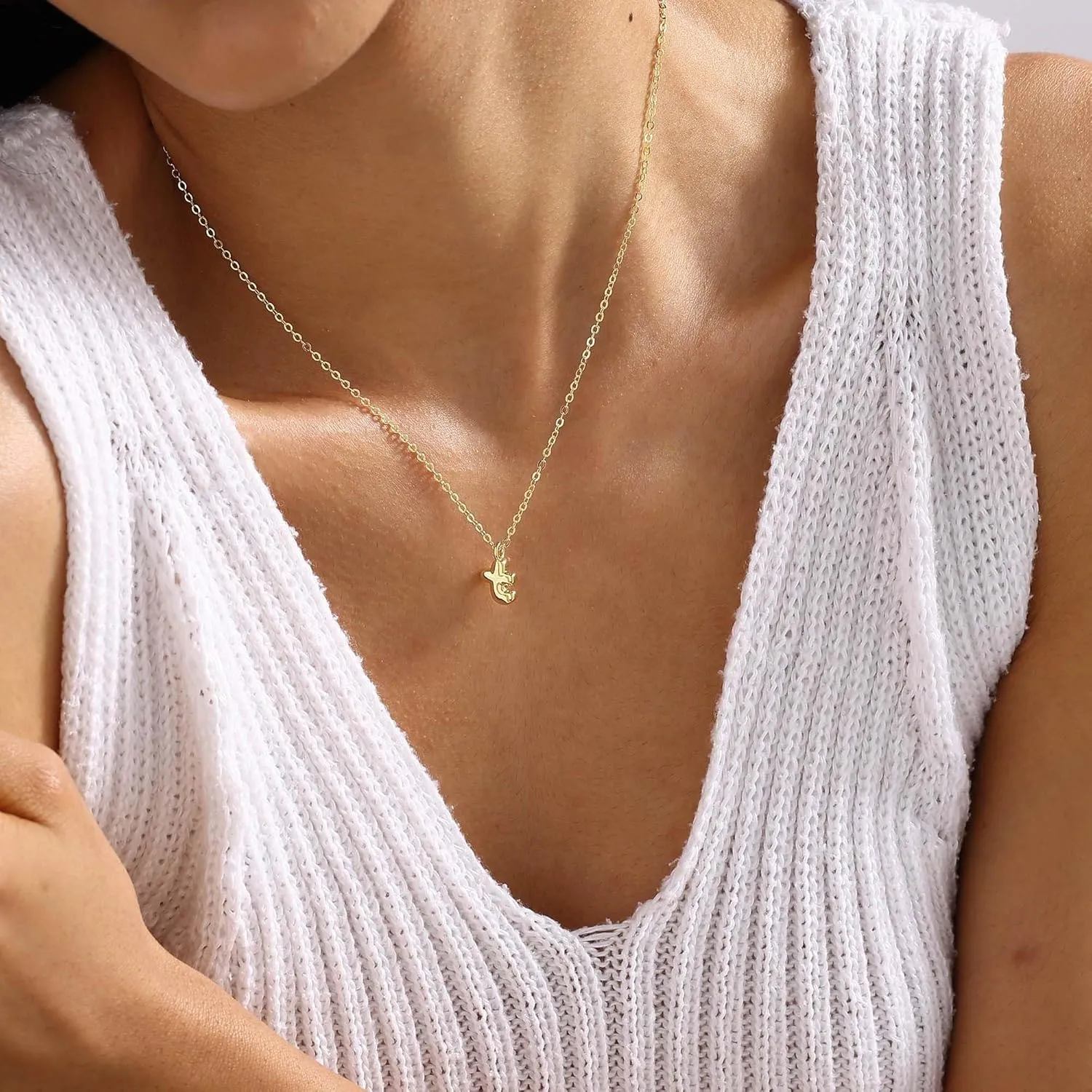 Gold Initial Necklaces for Women Cute Small Bubble Gold Letter Necklace Personalized Name Pendant Necklaces Trendy Jewelry Gifts