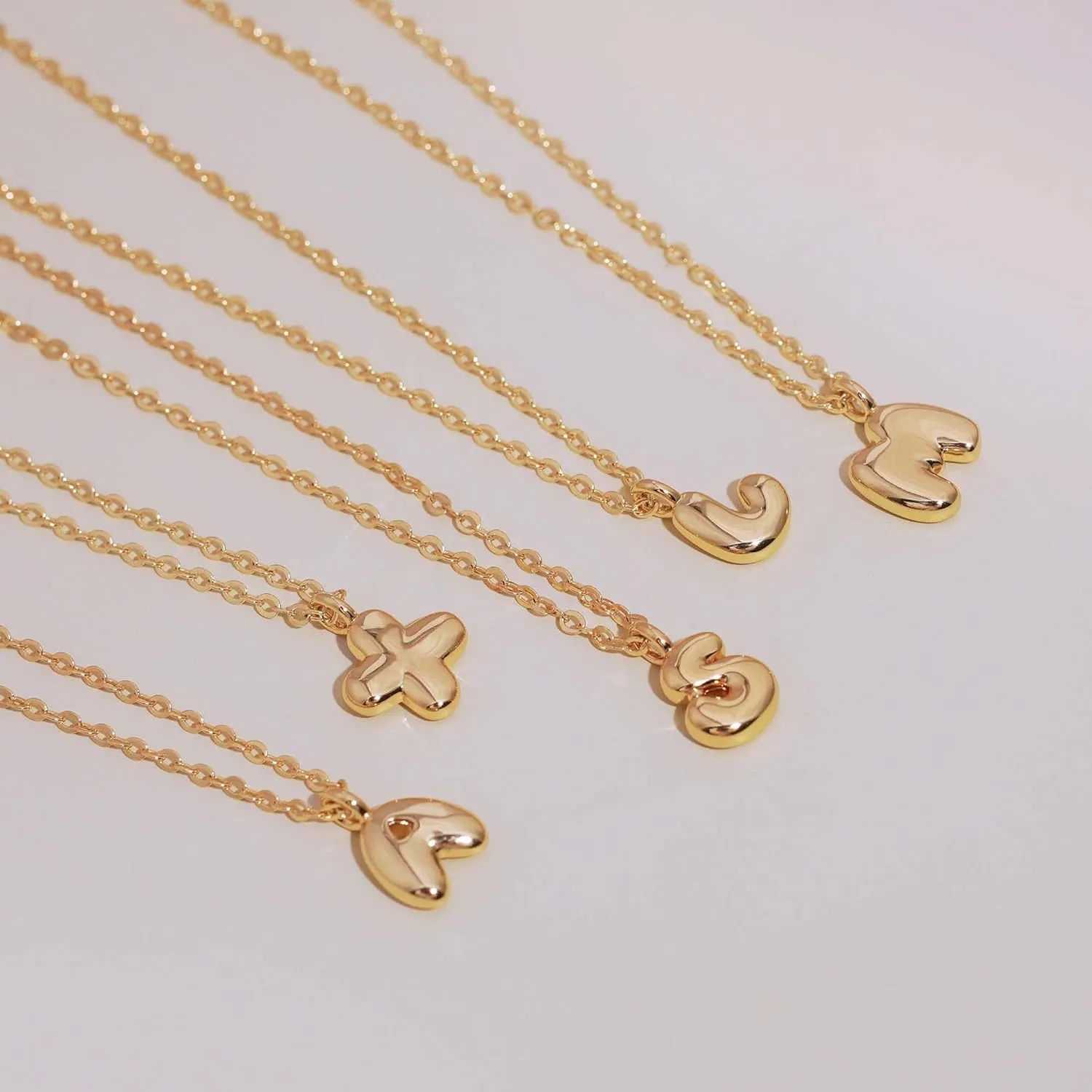 Gold Initial Necklaces for Women Cute Small Bubble Gold Letter Necklace Personalized Name Pendant Necklaces Trendy Jewelry Gifts