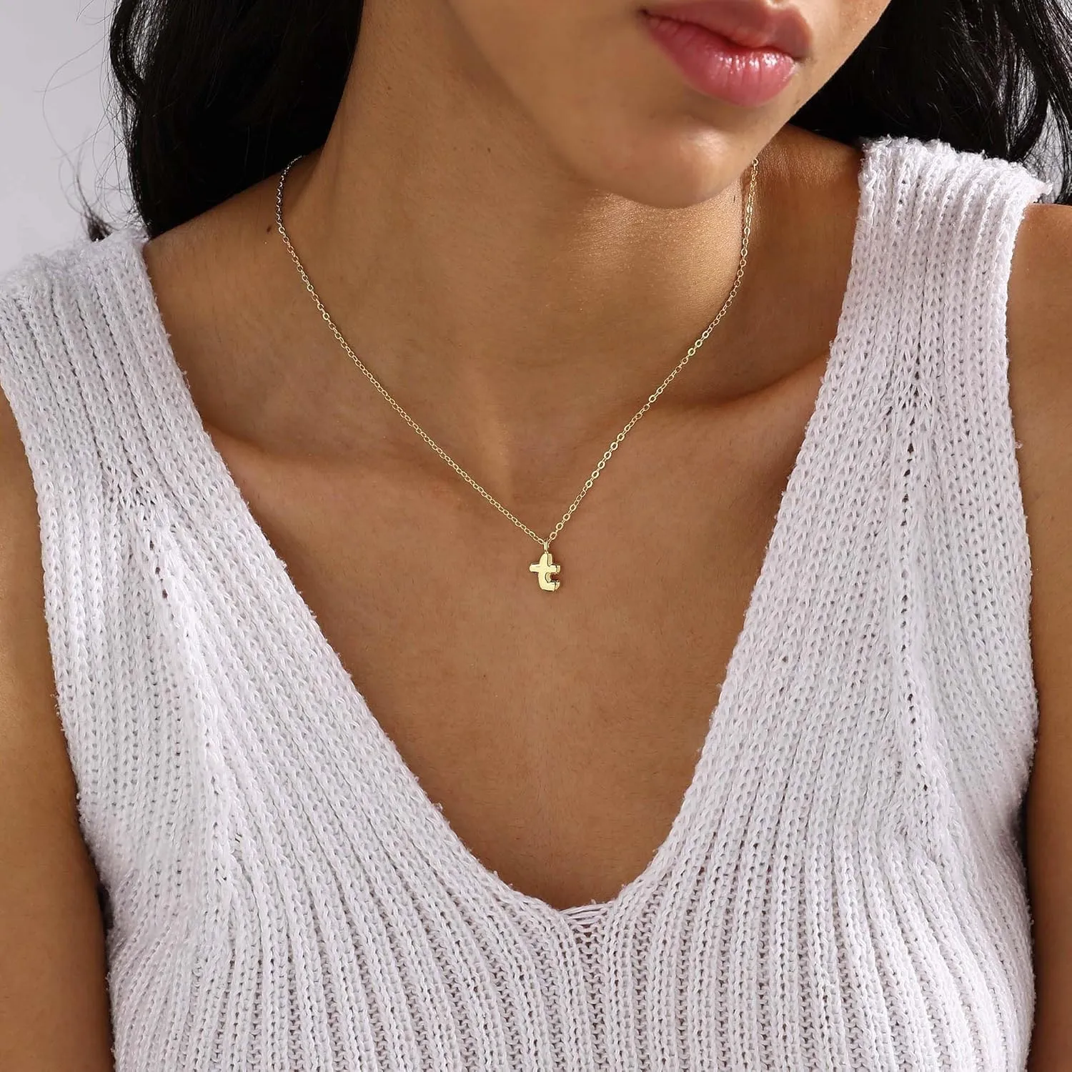 Gold Initial Necklaces for Women Cute Small Bubble Gold Letter Necklace Personalized Name Pendant Necklaces Trendy Jewelry Gifts