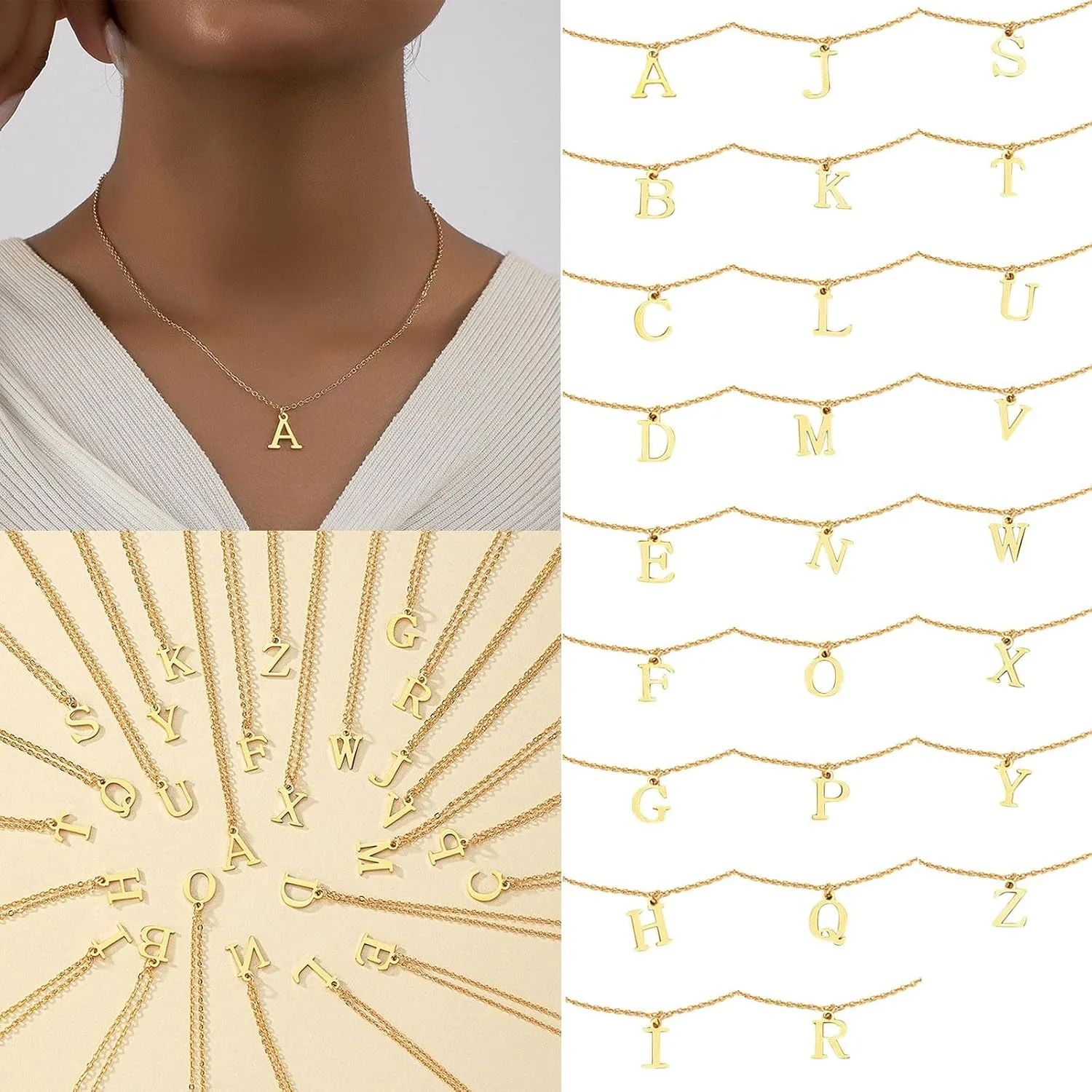 Gold Initial Necklaces for Women,Dainty Letter Pendant Choker for Christmas Mother's Day Trendy Jewelry Gifts for Girlfriend
