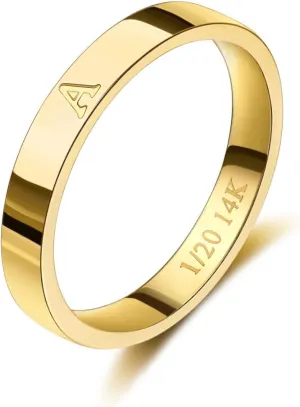 Gold Initial Ring for Women Non Tarnish Dainty 14K Gold Filled Ring Stackable Personalized Letter Stacking Thumb Pinky Rings for Mom Wedding Bands Engagement Birthday Gifts Jewelry Size 6-10
