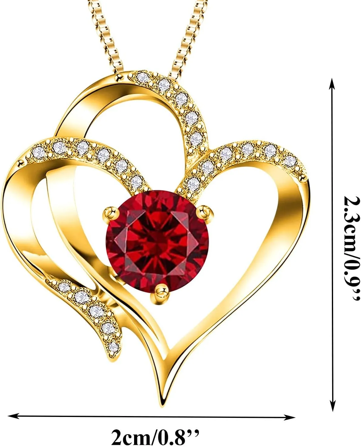 Gold Plated Sterling Silver Heart Necklace for Women,Twelve Months Birthstone Pendant Necklace for Mom Wife Xmas Mother's Day