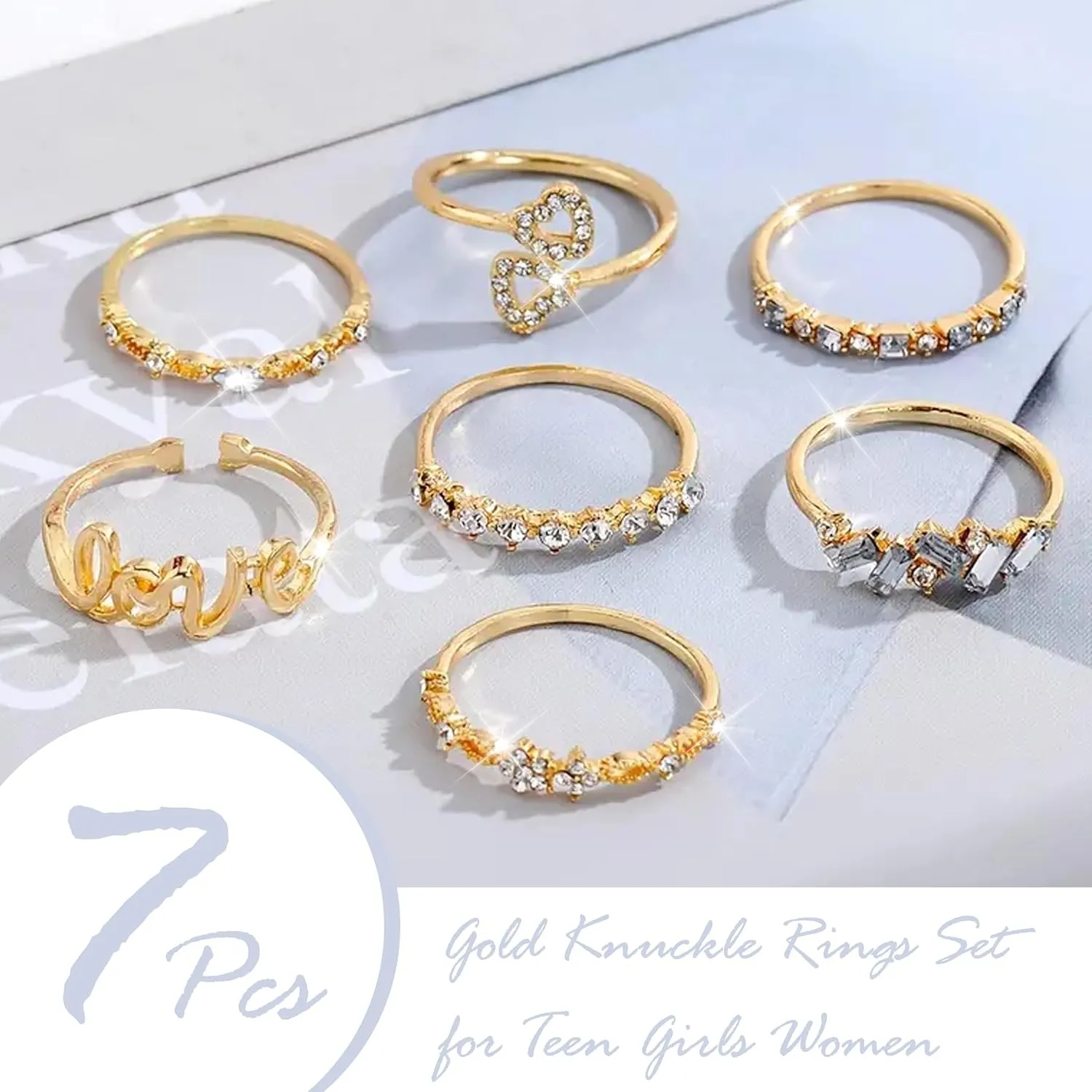 Gold Stackable Rings for Women Gifts Trendy Stuff Simple Star Moon Heart Knuckle Ring Set Boho Cute Stuff Gold Ring Pack Jewelry Birthday Mothers Day Gifts