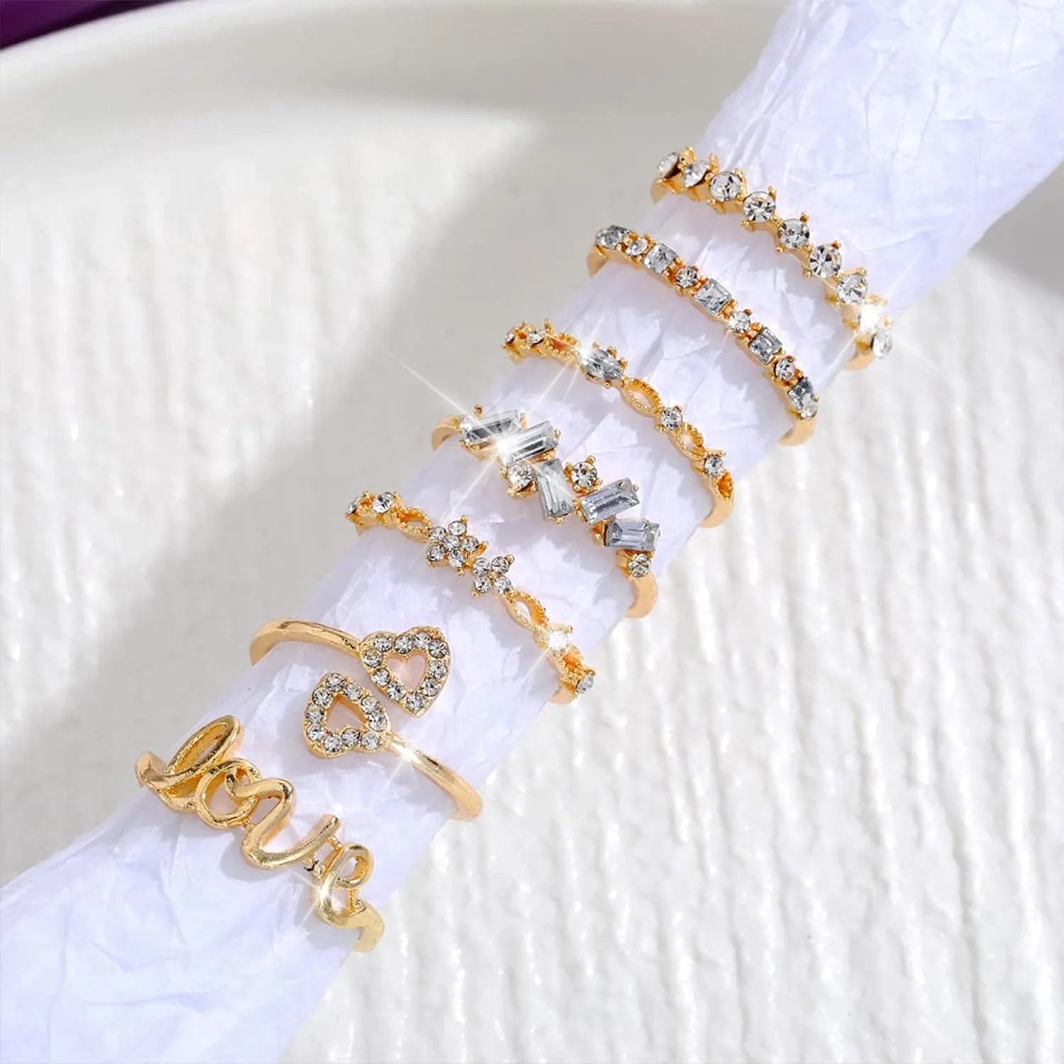 Gold Stackable Rings for Women Gifts Trendy Stuff Simple Star Moon Heart Knuckle Ring Set Boho Cute Stuff Gold Ring Pack Jewelry Birthday Mothers Day Gifts