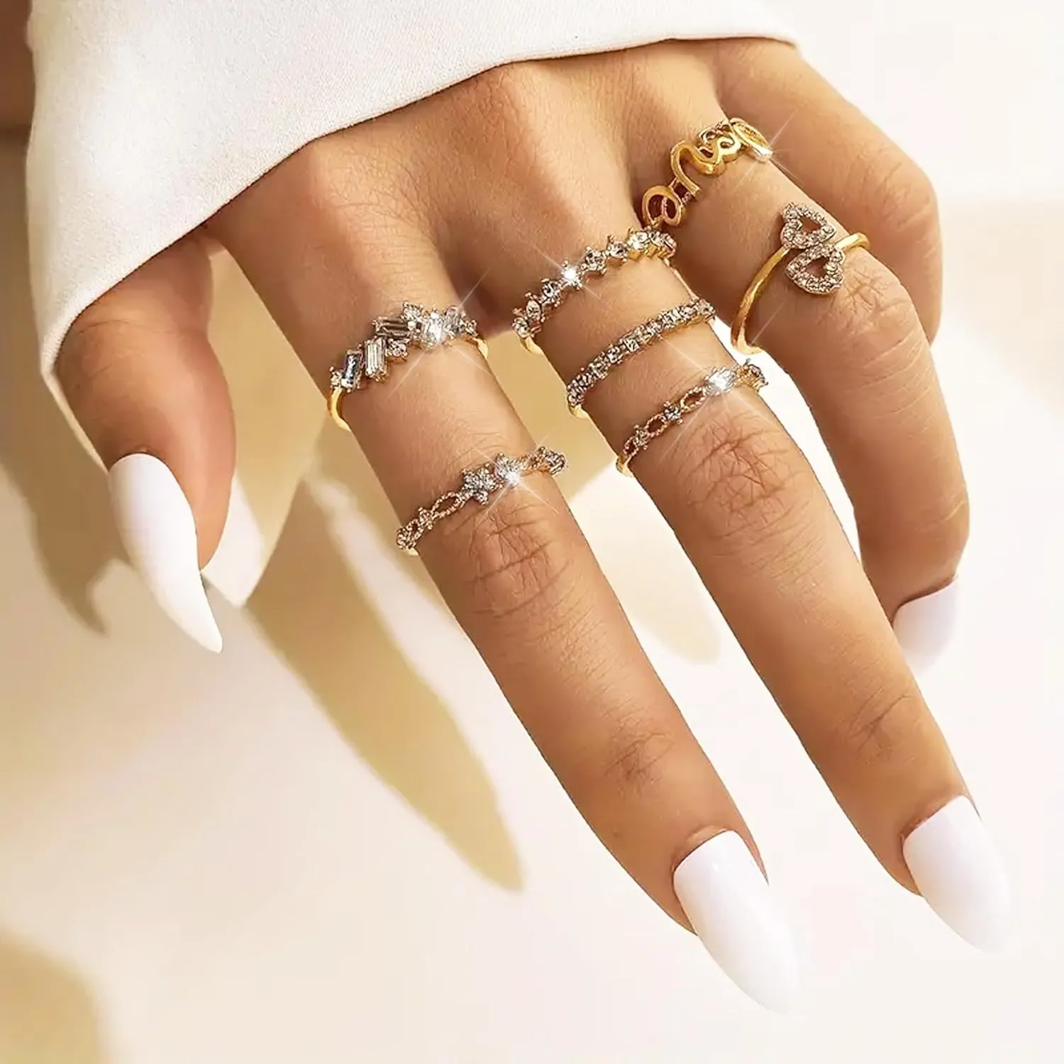 Gold Stackable Rings for Women Gifts Trendy Stuff Simple Star Moon Heart Knuckle Ring Set Boho Cute Stuff Gold Ring Pack Jewelry Birthday Mothers Day Gifts