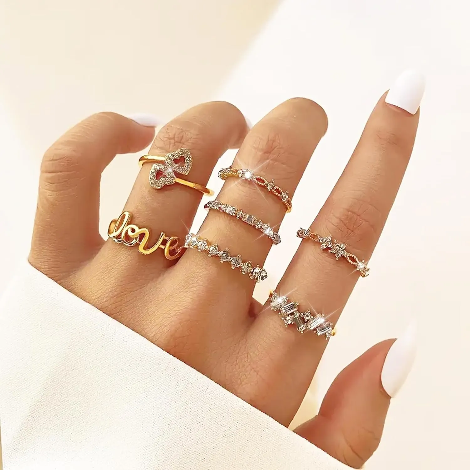 Gold Stackable Rings for Women Gifts Trendy Stuff Simple Star Moon Heart Knuckle Ring Set Boho Cute Stuff Gold Ring Pack Jewelry Birthday Mothers Day Gifts