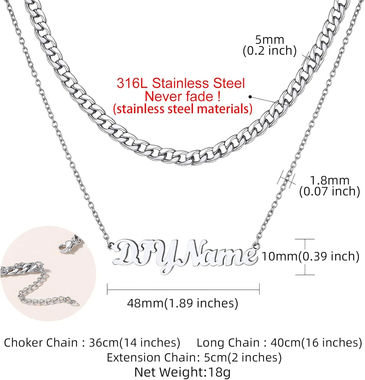 GOLDCHIC JEWELRY Custom Name Necklaces for Women, Personalized Layered Chain Choker Necklaces Namepate Layering Chains Jewelry