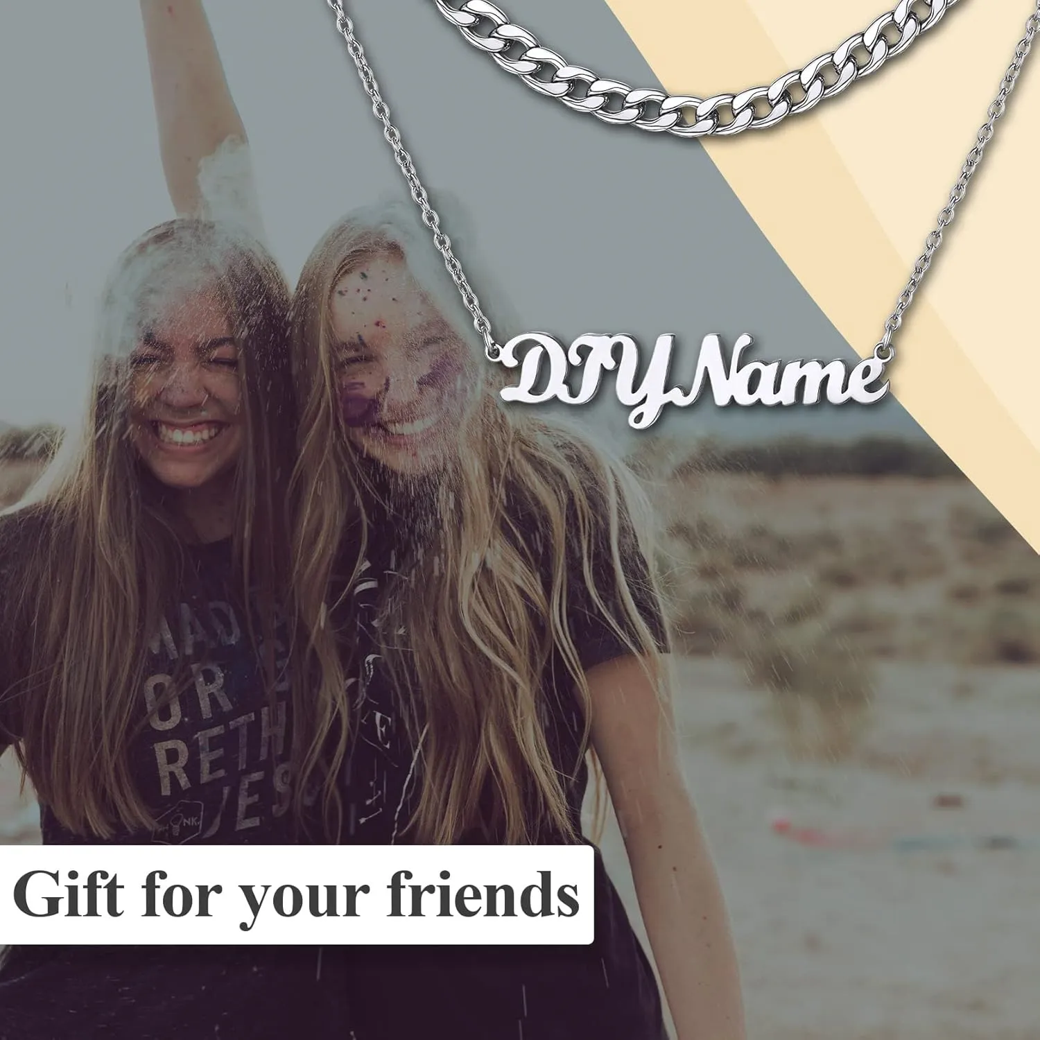 GOLDCHIC JEWELRY Custom Name Necklaces for Women, Personalized Layered Chain Choker Necklaces Namepate Layering Chains Jewelry