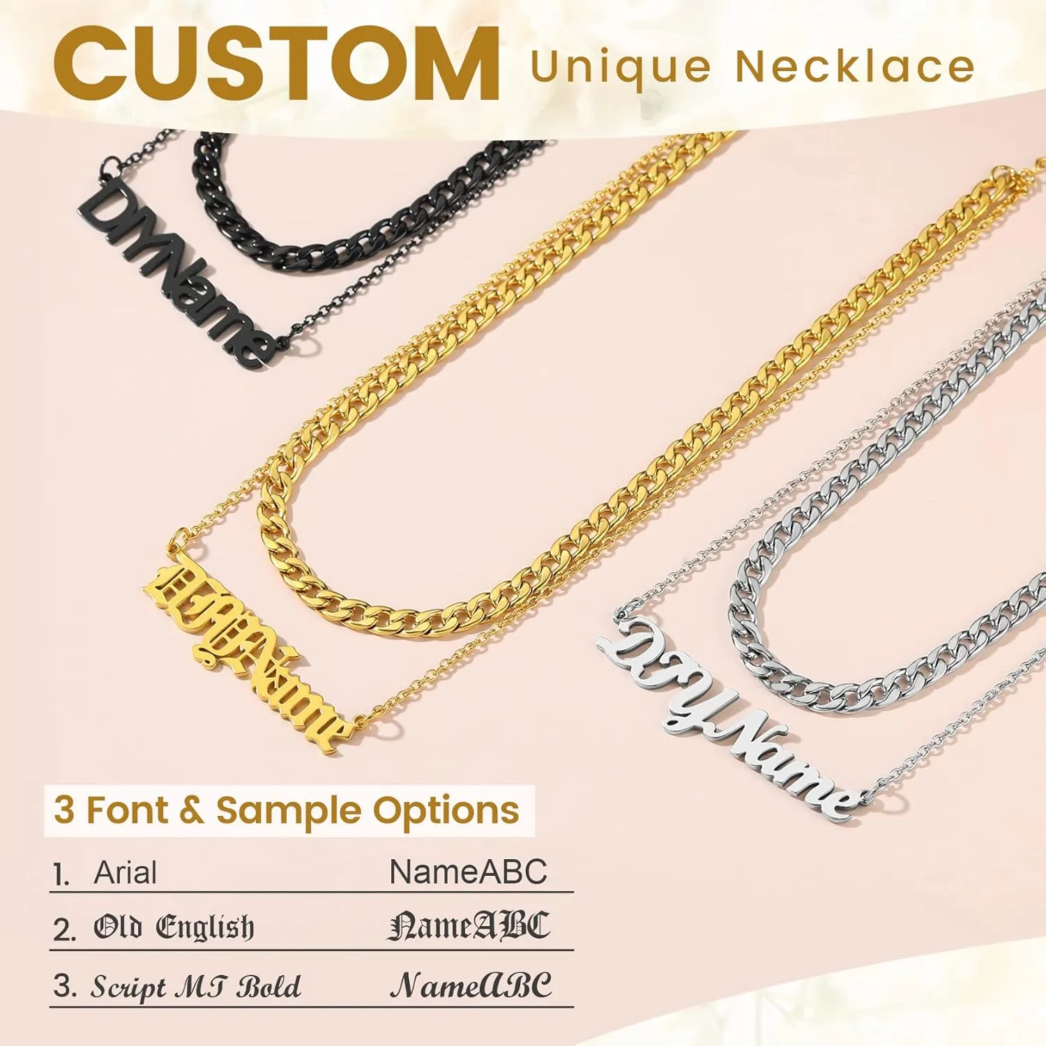 GOLDCHIC JEWELRY Custom Name Necklaces for Women, Personalized Layered Chain Choker Necklaces Namepate Layering Chains Jewelry