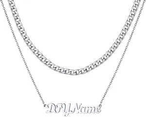GOLDCHIC JEWELRY Custom Name Necklaces for Women, Personalized Layered Chain Choker Necklaces Namepate Layering Chains Jewelry