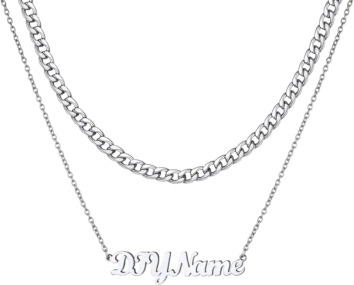 GOLDCHIC JEWELRY Custom Name Necklaces for Women, Personalized Layered Chain Choker Necklaces Namepate Layering Chains Jewelry