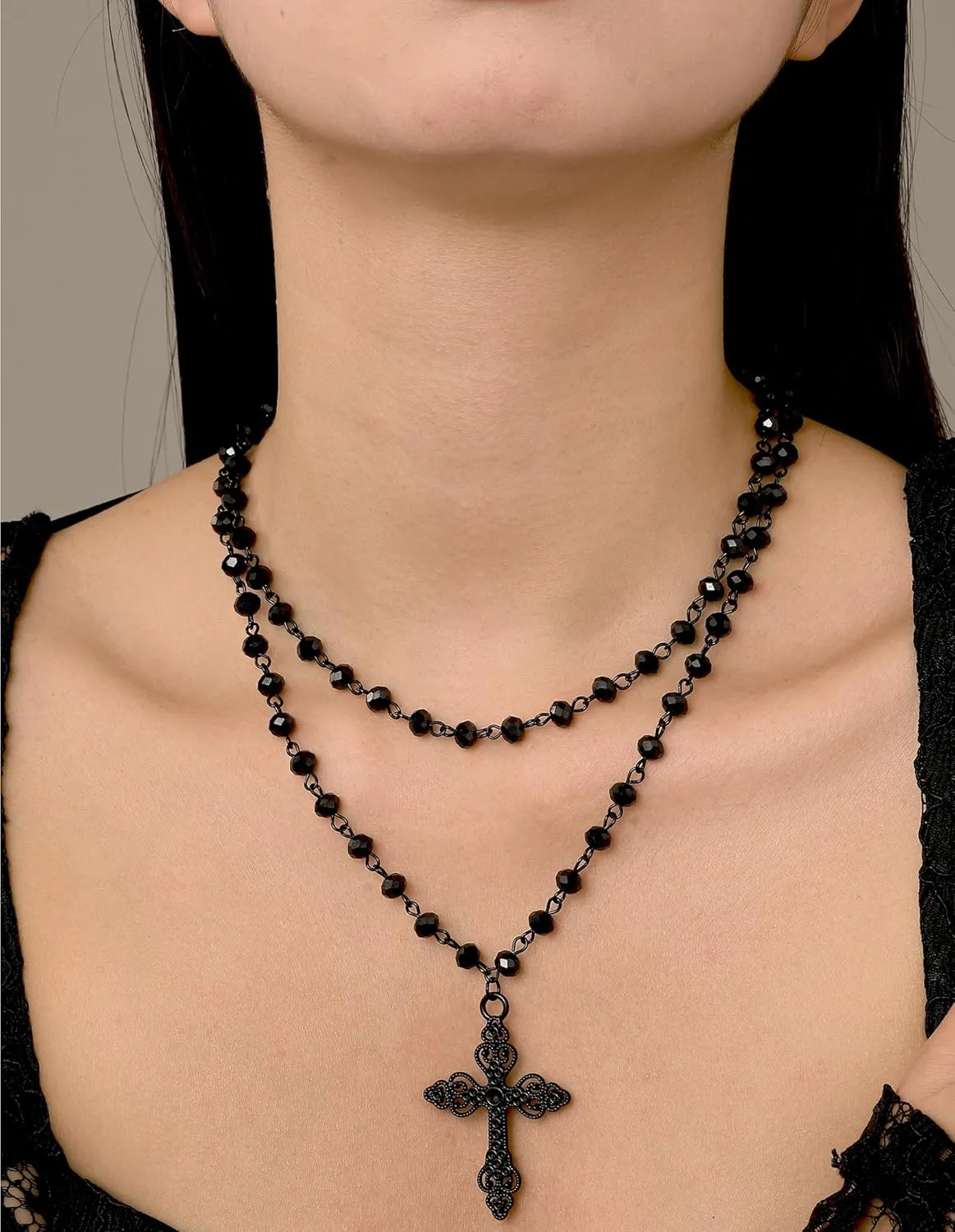 Gothic Bat Necklaces Moon Cross Necklaces Black Crystal Chain Halloween Black Pendant Choker Halloween Jewelry for Woman