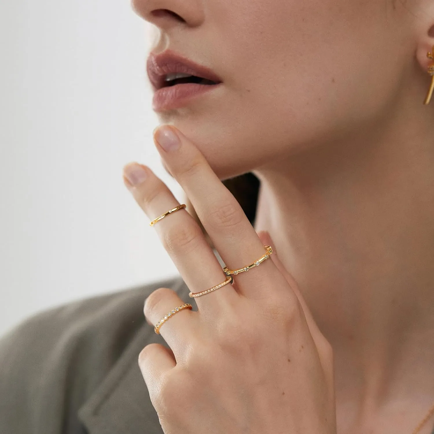 HAIAISO 14K Gold Plated Rings CZ Stacking Rings for Women Stackable Band Ring Plain Statement Ring Comfort Fit Size 5 to 10