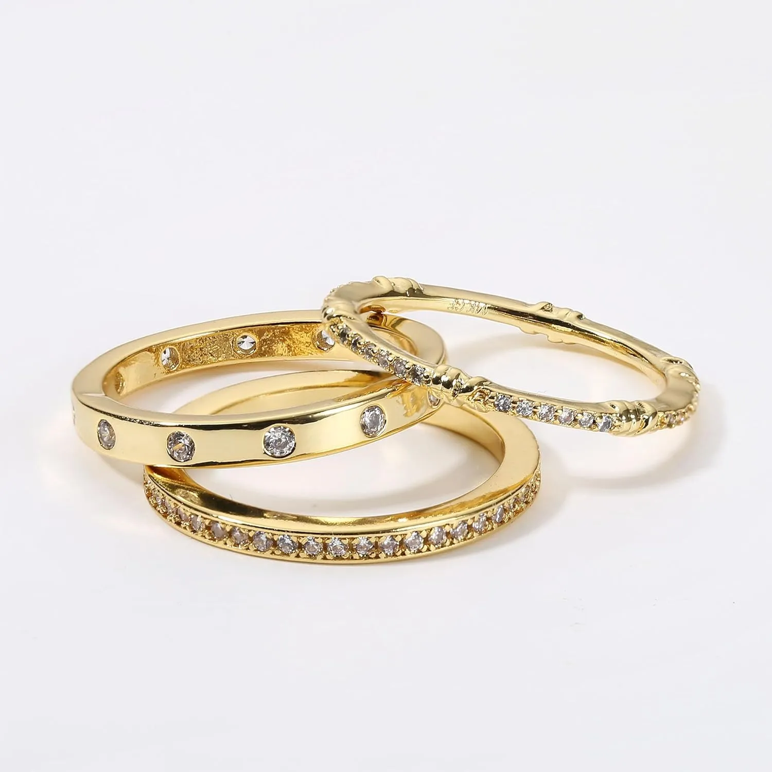 HAIAISO 14K Gold Plated Rings CZ Stacking Rings for Women Stackable Band Ring Plain Statement Ring Comfort Fit Size 5 to 10