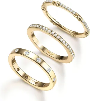 HAIAISO 14K Gold Plated Rings CZ Stacking Rings for Women Stackable Band Ring Plain Statement Ring Comfort Fit Size 5 to 10