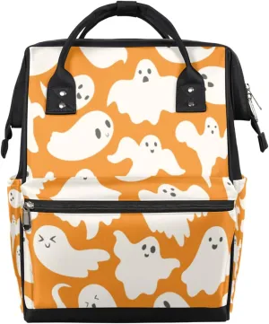 Halloween Cute Ghost Diaper Bag Tote Large Capacity Waterproof with Adjustable Shoulder Strap and Pram Straps Mommy Bag for Hospital Beach Weekender Travel
