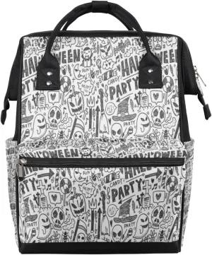 Halloween Spooky Pumpkins Diaper Bag Tote Large Capacity Waterproof with Adjustable Shoulder Strap and Pram Straps Mommy Bag for Hospital Beach Weekender Travel
