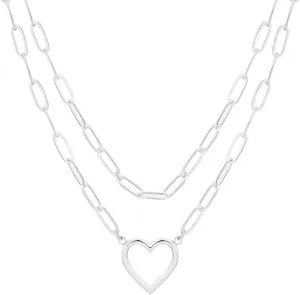 Heart Necklaces for Women 14K Gold/Silver Plated Paperclip Chain Love Heart Pendant Layered Necklaces Trendy Jewelry