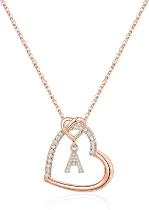 Heart Necklaces for Women Girls - S925 Sterling Silver Heart Initial Necklaces for Women Girls Jewelry Letter Necklaces for Teen Girls Gifts Birthday Gifts for Her Mom Wife Girlfriend