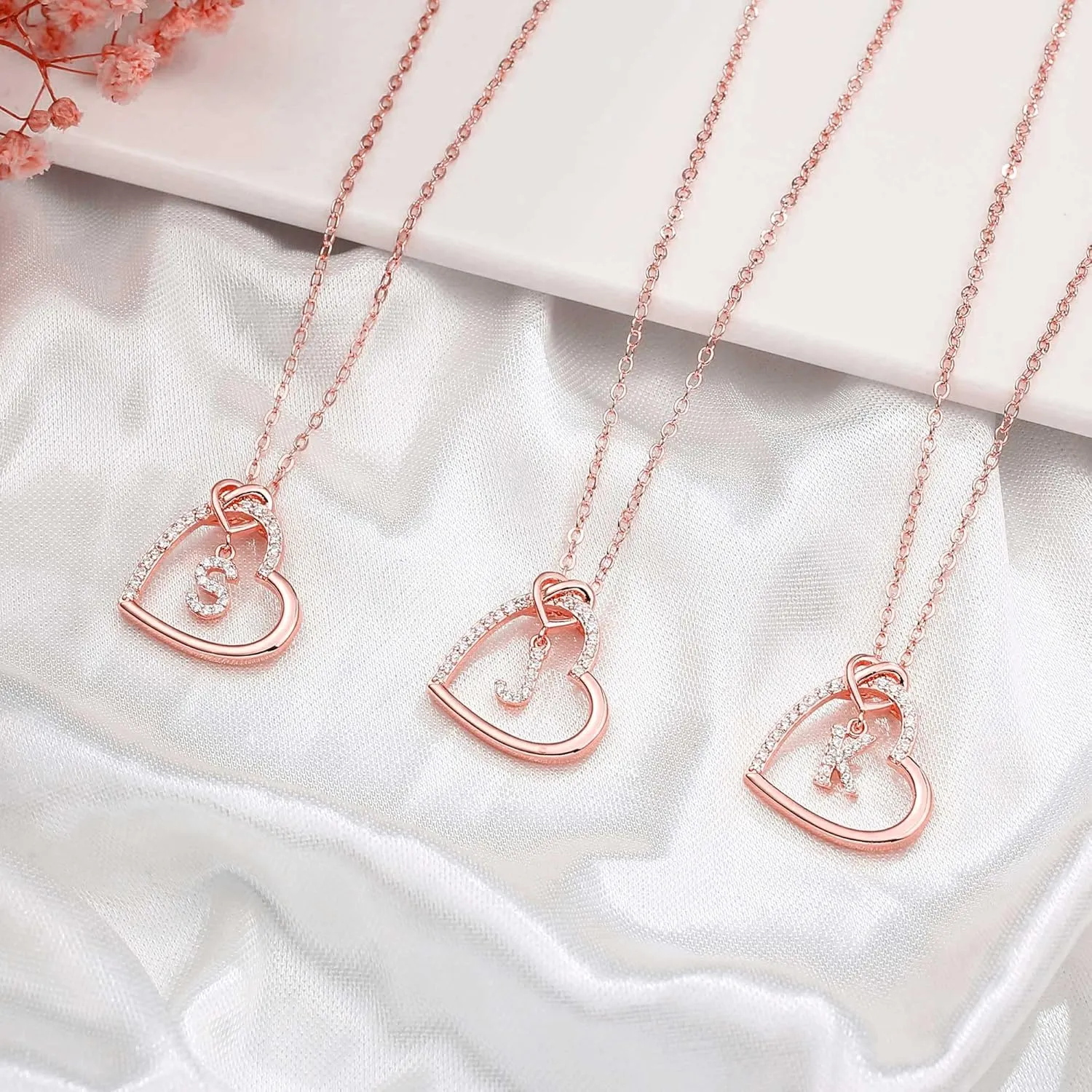 Heart Necklaces for Women Girls - S925 Sterling Silver Heart Initial Necklaces for Women Girls Jewelry Letter Necklaces for Teen Girls Gifts Birthday Gifts for Her Mom Wife Girlfriend