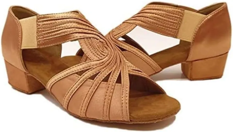 HIPPOSEUS Women Low Heel Latin Ballroom Dance Shoes Indoor Salsa Batchata Practice Dancing Shoes