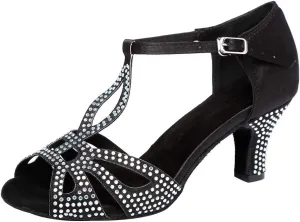 HIPPOSEUS Women's Latin Dance Shoes Rhinestones Ballroom Party Dance Practice Performance Shoes,Model 419
