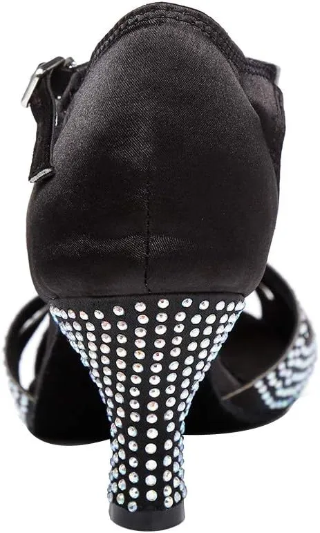 HIPPOSEUS Women's Latin Dance Shoes Rhinestones Ballroom Party Dance Practice Performance Shoes,Model 419