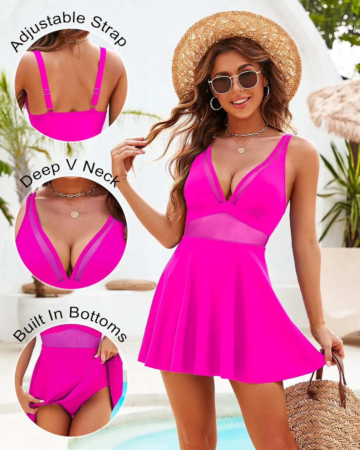 Honlyps One Piece Swimsuit Women Tummy Control Bathing Suit Skirt Modest Swim Suits Full Coverage Swim Dress Tankini 2025