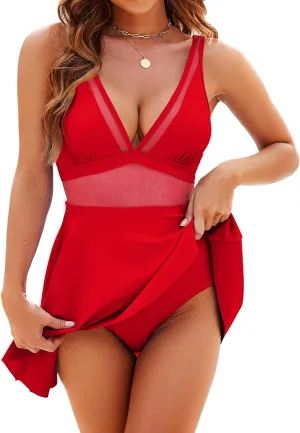 Honlyps One Piece Swimsuit Women Tummy Control Bathing Suit Skirt Modest Swim Suits Full Coverage Swim Dress Tankini 2025