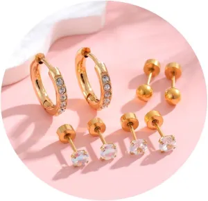 Hypoallergenic Tiny Flat Back Stud Earrings for Women Men Girls 14K Gold Surgical Stainless Steel for Sensitive Ears Screw Back Stud Hoop Cartilage Helix Earring for Multiple Piercing