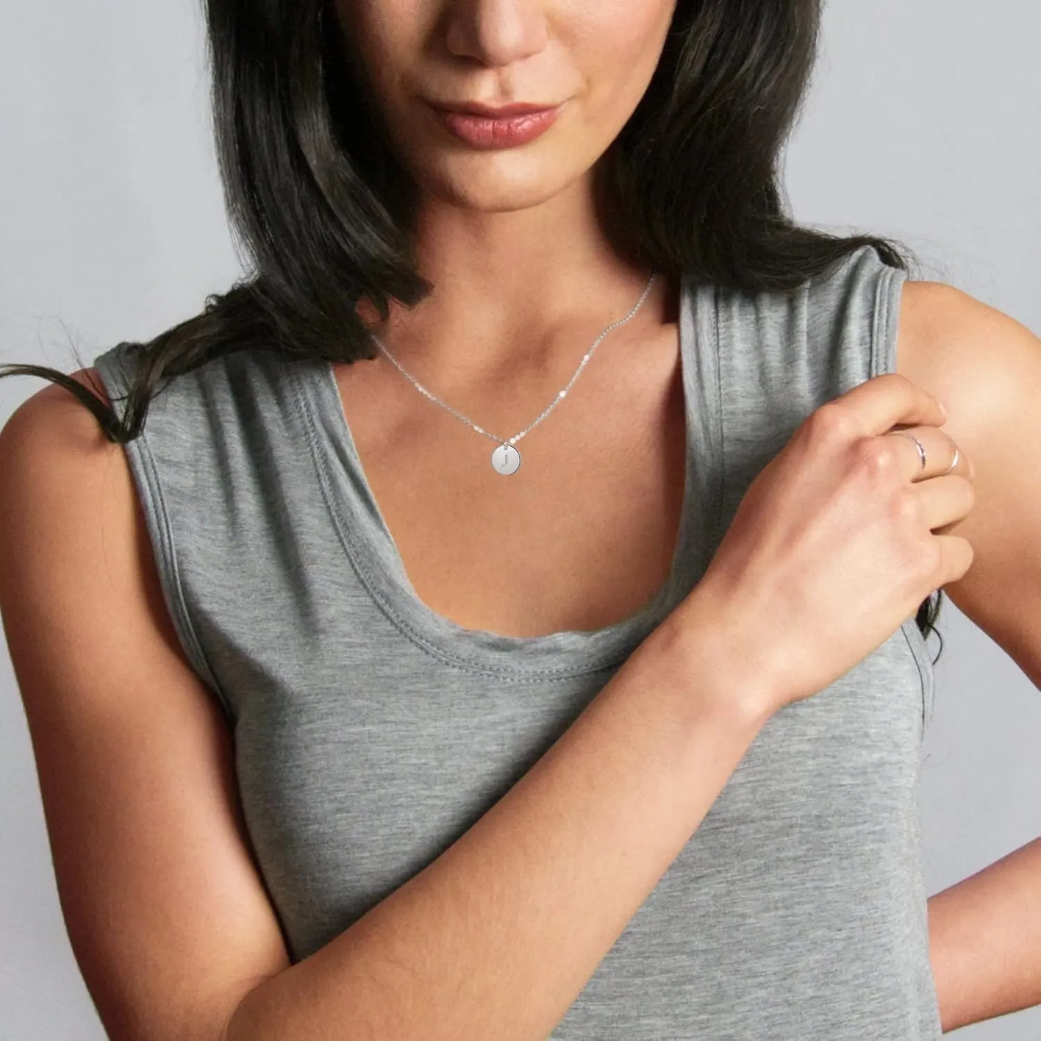 IEFWELL Initial Necklaces for Women Girls - Gold Silver Rose Gold Double Side Engraved Hammered Coin Necklaces, Layered Necklace Jewelry Pendant for Teen Girls