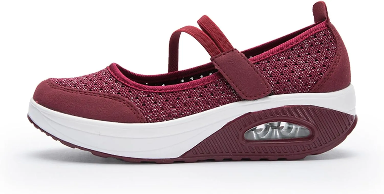 ihinzry Women's Air Cushion Nurse Shoes Outdoors Lightweight Breathable Slip On Sneakers