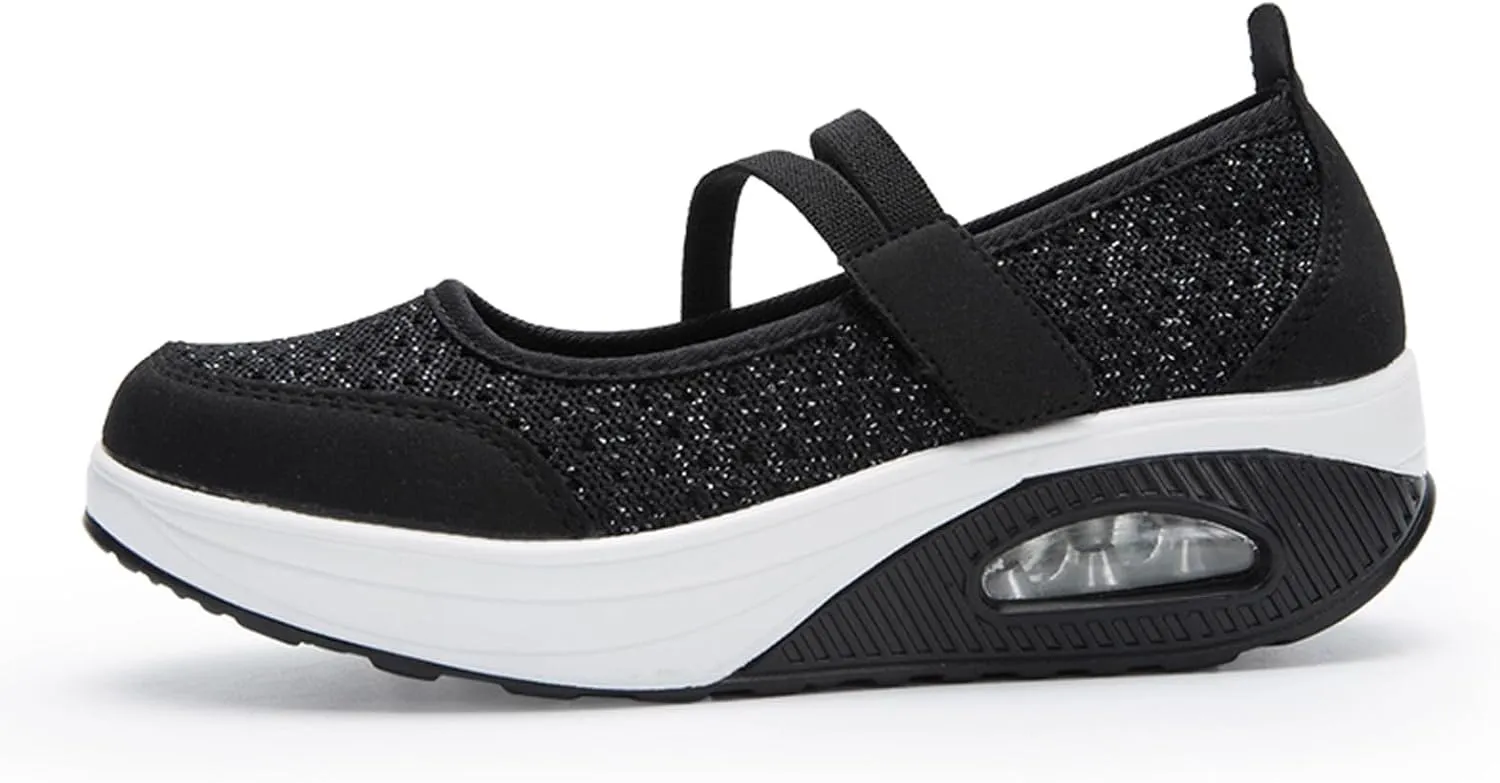 ihinzry Women's Air Cushion Nurse Shoes Outdoors Lightweight Breathable Slip On Sneakers