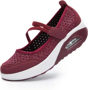 ihinzry Women's Air Cushion Nurse Shoes Outdoors Lightweight Breathable Slip On Sneakers