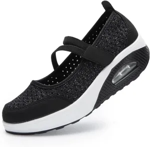 ihinzry Women's Air Cushion Nurse Shoes Outdoors Lightweight Breathable Slip On Sneakers