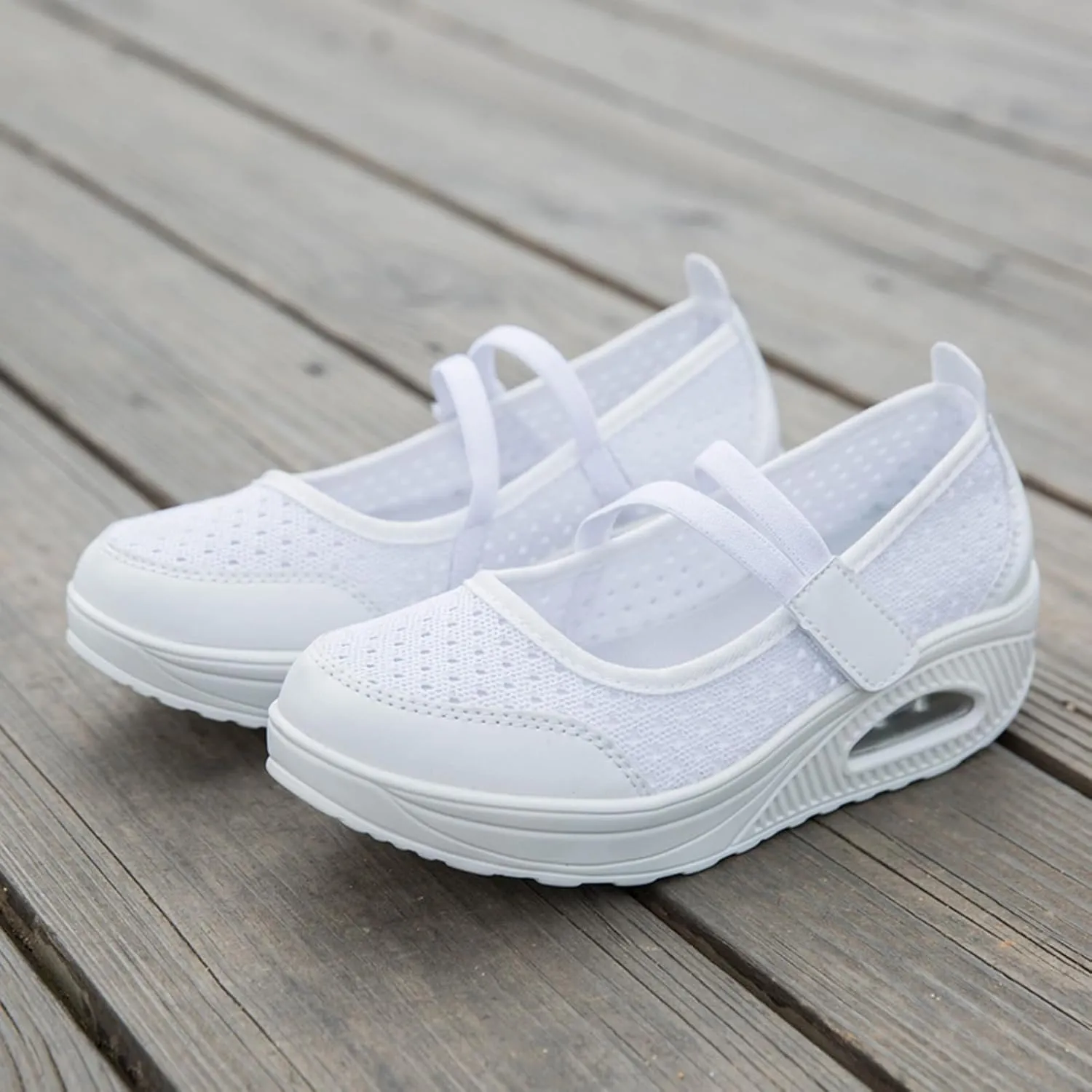 ihinzry Women's Air Cushion Nurse Shoes Outdoors Lightweight Breathable Slip On Sneakers