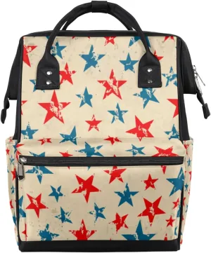 Independence Day Vintage Star Diaper Bag Tote Large Capacity Waterproof with Adjustable Shoulder Strap and Pram Straps Mommy Bag for Hospital Beach Weekender Travel