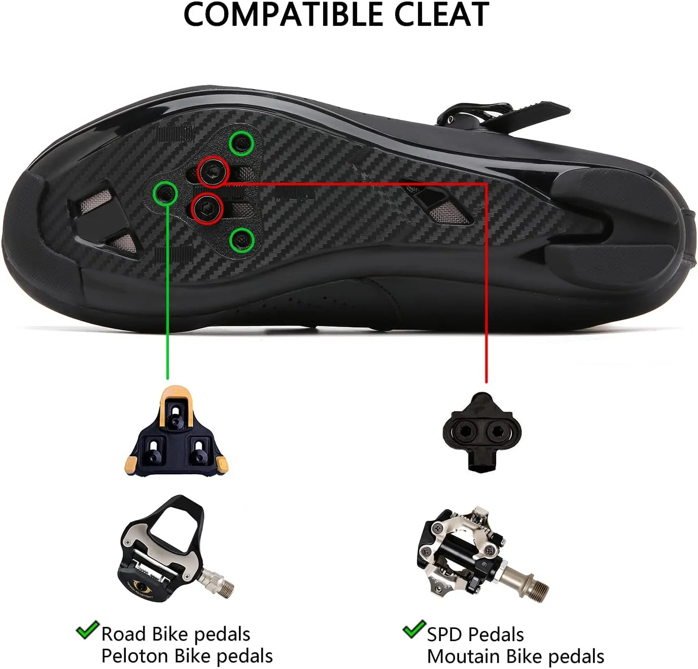 Indoor Cycling Shoes for Men Women Compatible with Peloton Bike Pre-Installed with Look Delta Cleats Outdoor Road Biking