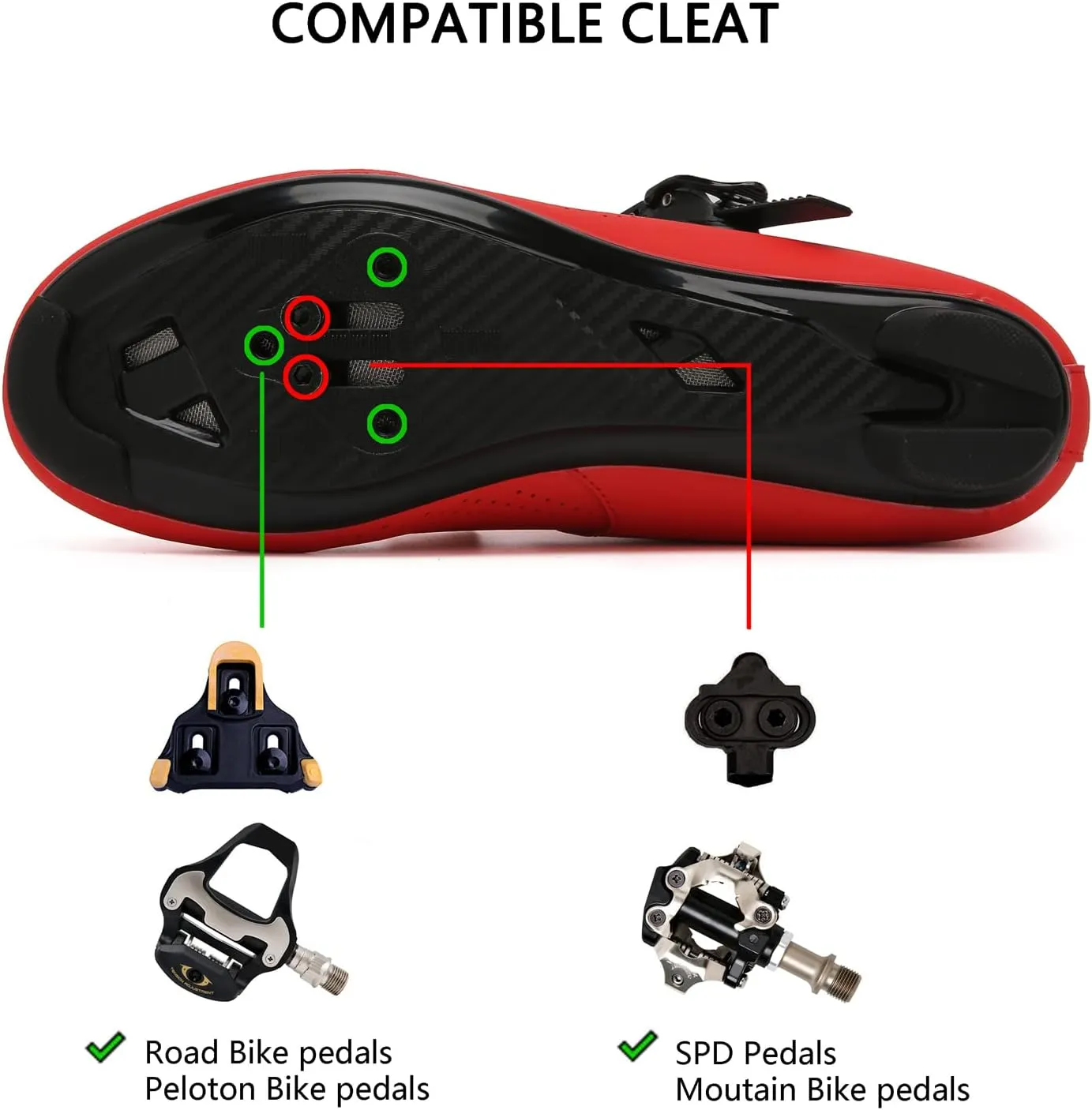 Indoor Cycling Shoes for Men Women Compatible with Peloton Bike Pre-Installed with Look Delta Cleats Outdoor Road Biking