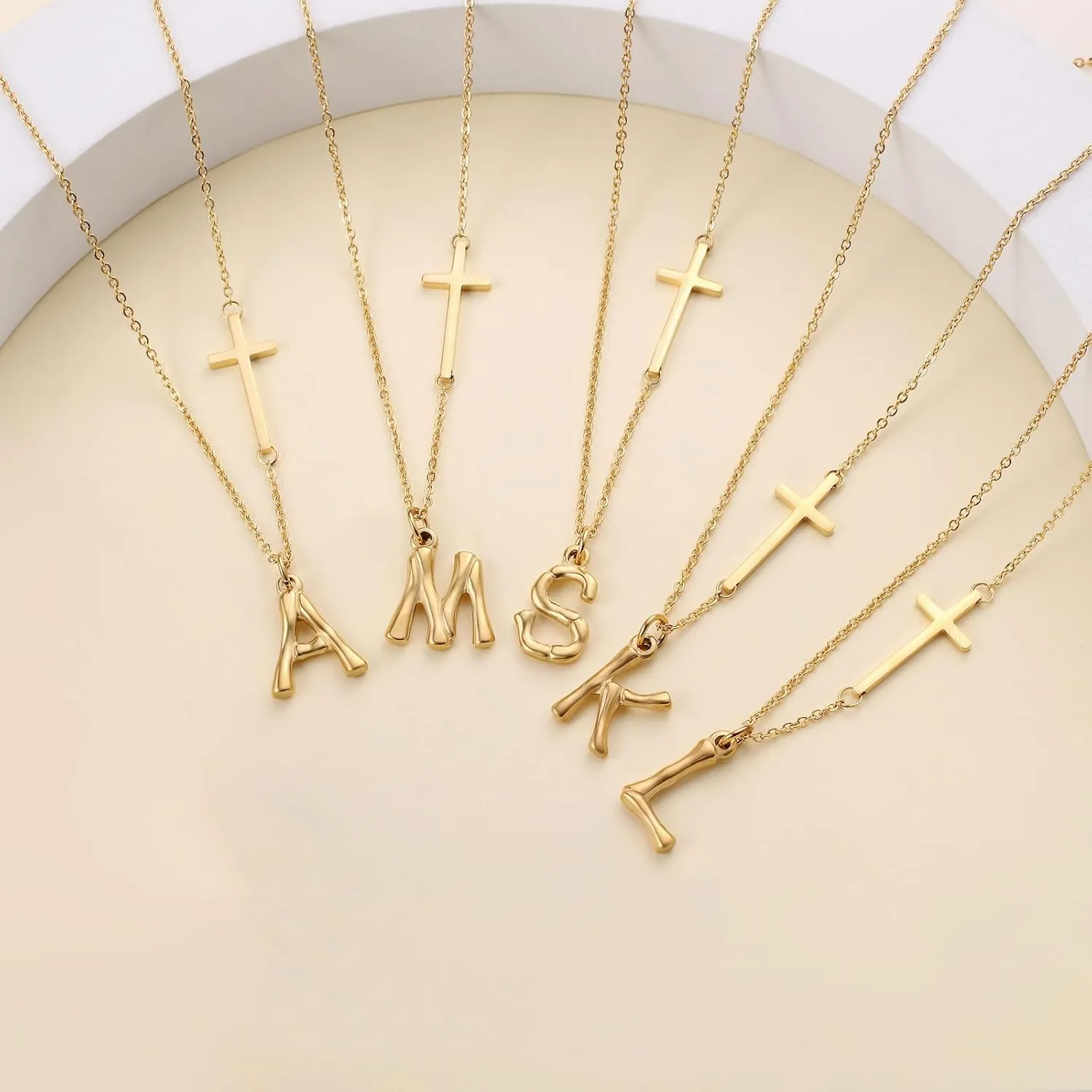 Initial Letter Necklaces for Women Personalized Cross Necklaces Dainty A-Z Pendent Birthday Gifts for Women Jewelry