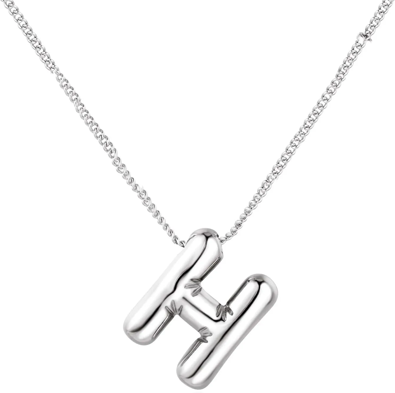 Initial Necklace for Women,Sterling Silver Bubble Letter Pendant Chain Mothers Day Valentines Day Jewelry Gifts for Mom Wife