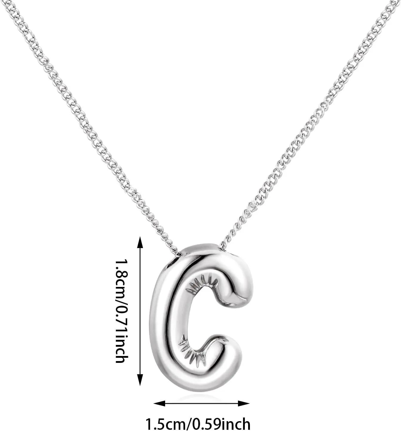 Initial Necklace for Women,Sterling Silver Bubble Letter Pendant Chain Mothers Day Valentines Day Jewelry Gifts for Mom Wife
