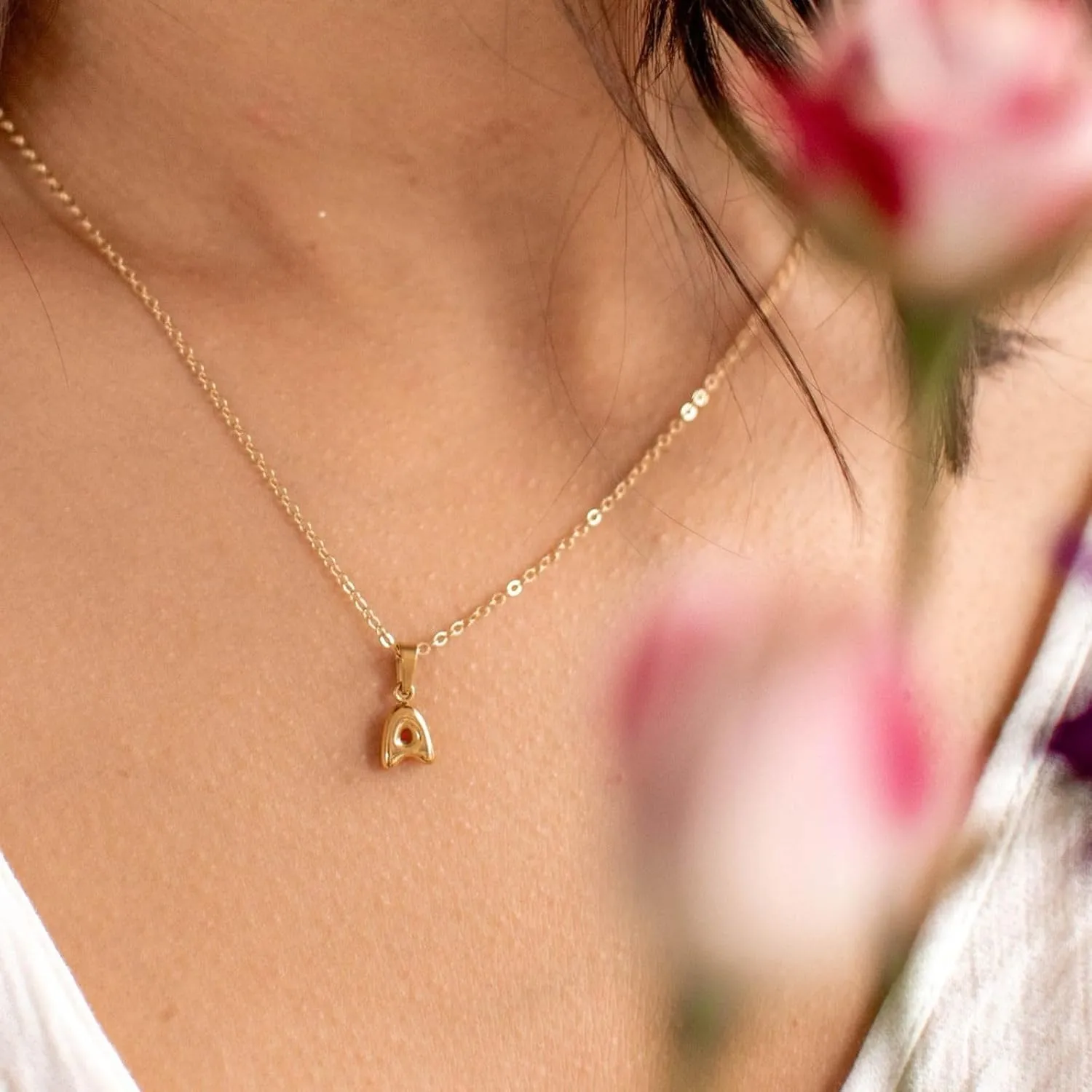 Initial Necklaces for Women, 14k Gold Plated Tiny Small Dainty Letter NecklaceSimple Cute Choker Necklaces Trendy Jewelry Gift