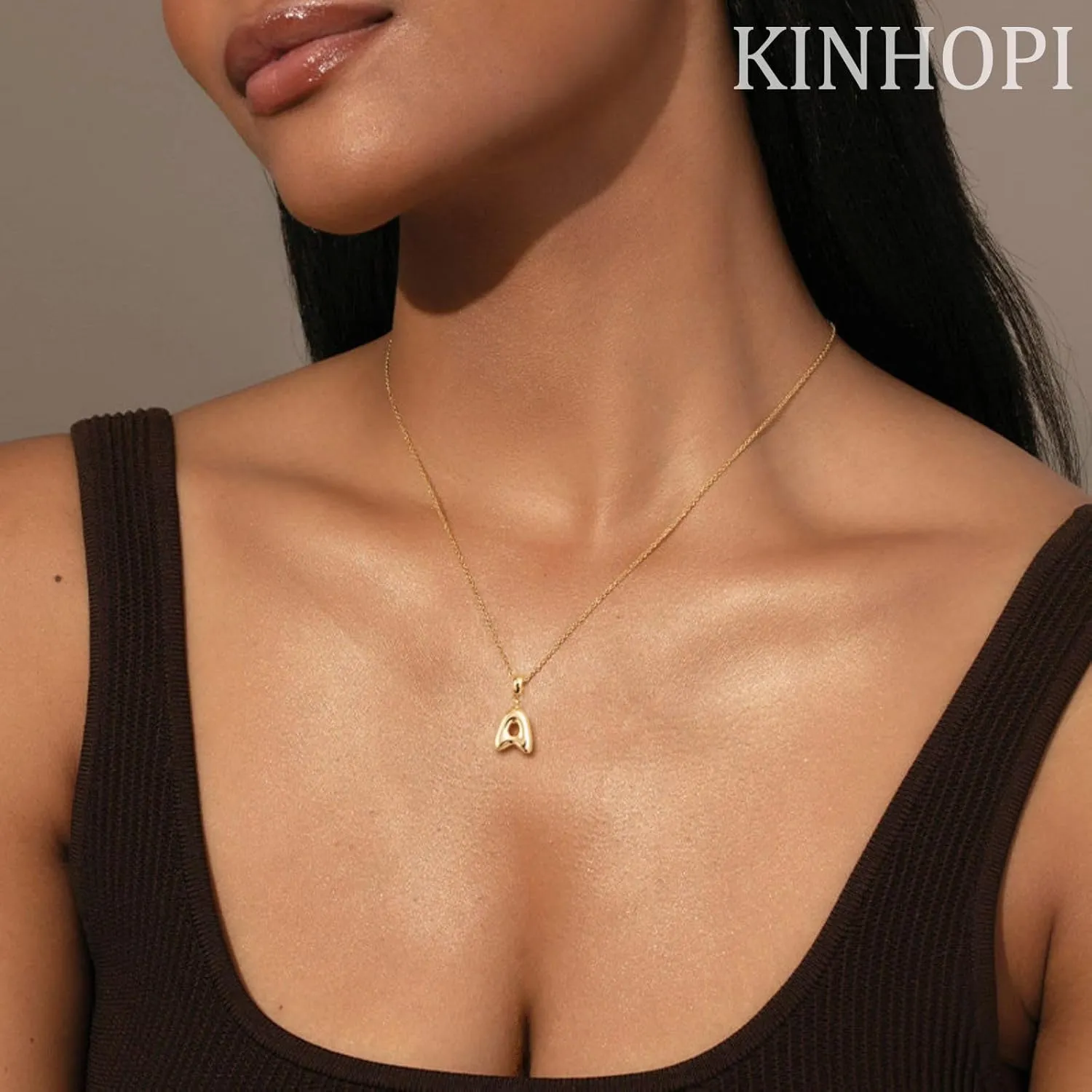 Initial Necklaces for Women, 14k Gold Plated Tiny Small Dainty Letter NecklaceSimple Cute Choker Necklaces Trendy Jewelry Gift