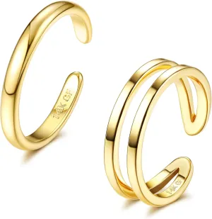 IRONBOX 14K Gold Filled Toe Rings for Women Simple Open Band Toe Ring Adjustable Toe Rings