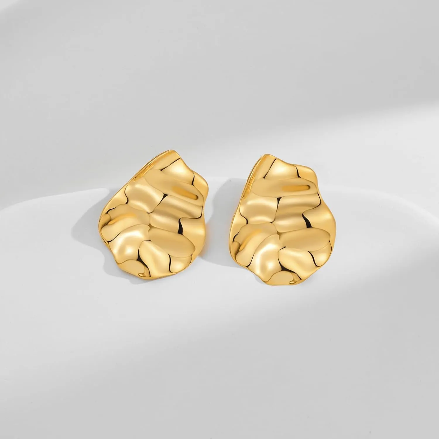 Irregular Gold Stud Earrings for Women Hammered Silver Stud Earrings Statement Geometric Earrings Vintage Gold Earrings