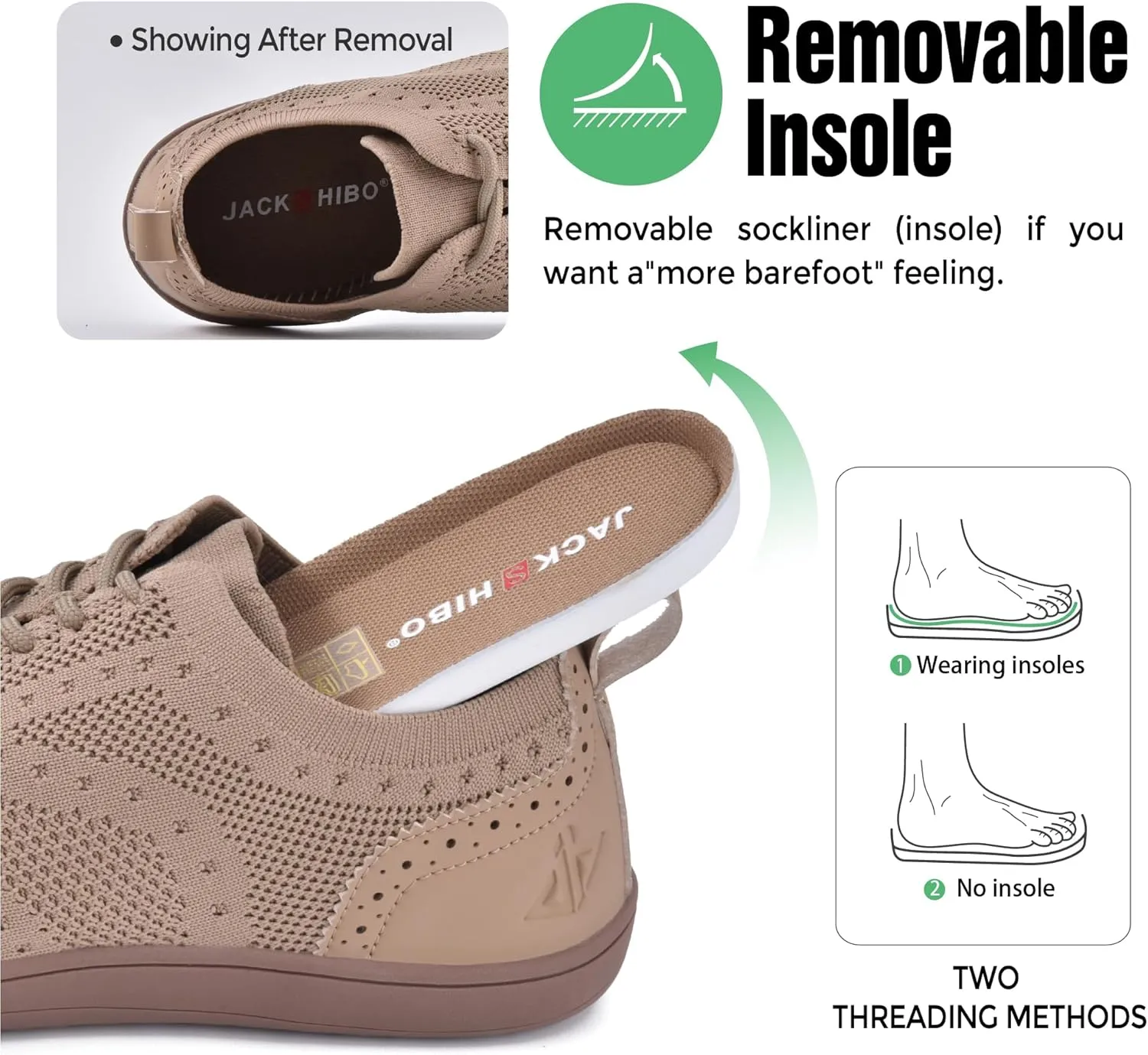 JACKSHIBO Barefoot Shoes for Men Slip on Shoes Minimalist Walking Sneakers Wide Toe Box Zero Drop Sole